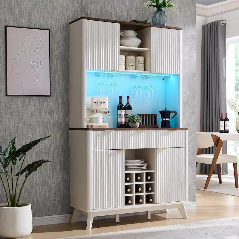 Meuble de bar à vin 72, meuble de bar à café moderne en bois avec lumières LED - N/A
