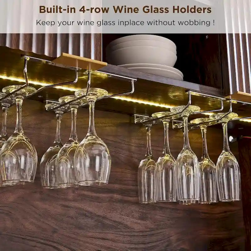 Meuble de bar à vin 72, meuble de bar à café moderne en bois avec lumières LED - N/A