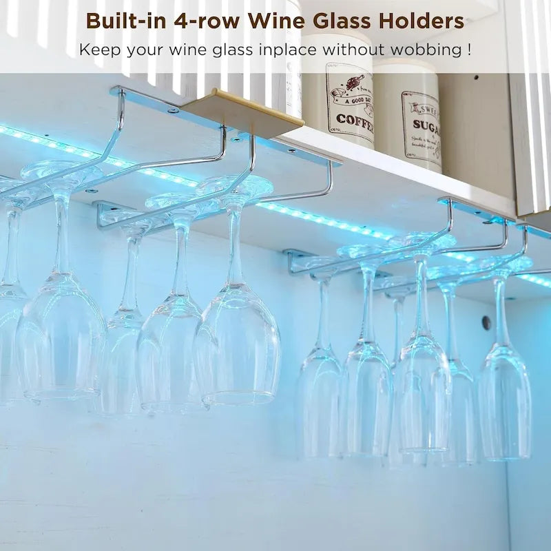 Meuble de bar à vin 72, meuble de bar à café moderne en bois avec lumières LED - N/A