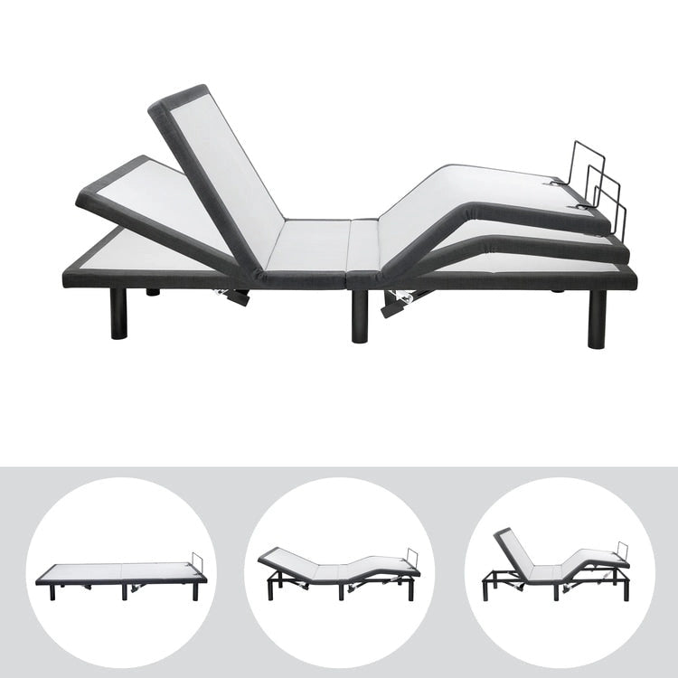 Sommier réglable anti-douleur, électrique avec massage de tête et de pieds inclinable à 3 vitesses, télécommande sans fil, chargeur ports USB