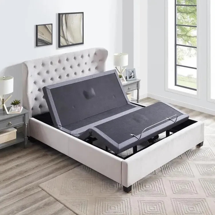 Sommier réglable anti-douleur, électrique avec massage de tête et de pieds inclinable à 3 vitesses, télécommande sans fil, chargeur ports USB