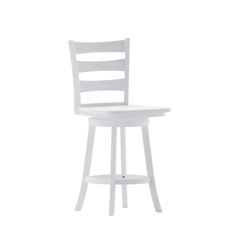 Tabouret de comptoir pivotant en bois à dossier échelle avec repose-pieds