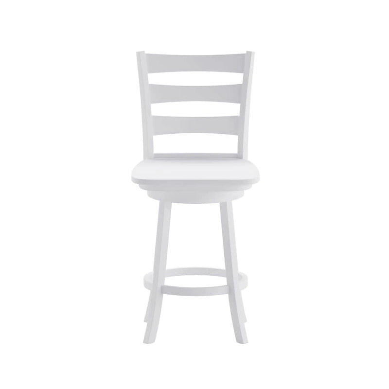 Tabouret de comptoir pivotant en bois à dossier échelle avec repose-pieds