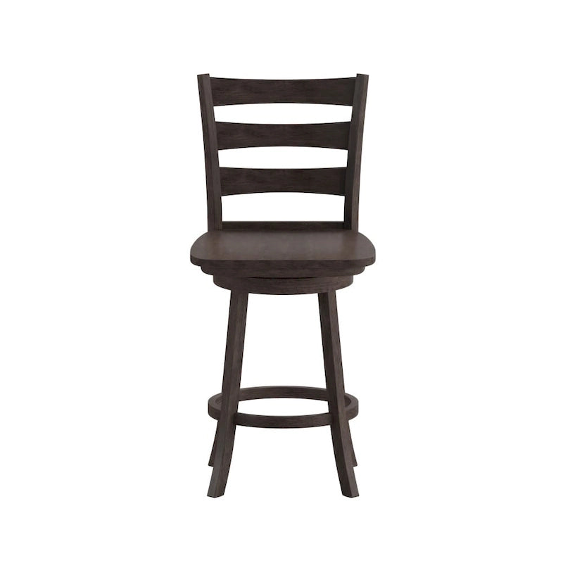 Tabouret de comptoir pivotant en bois à dossier échelle avec repose-pieds