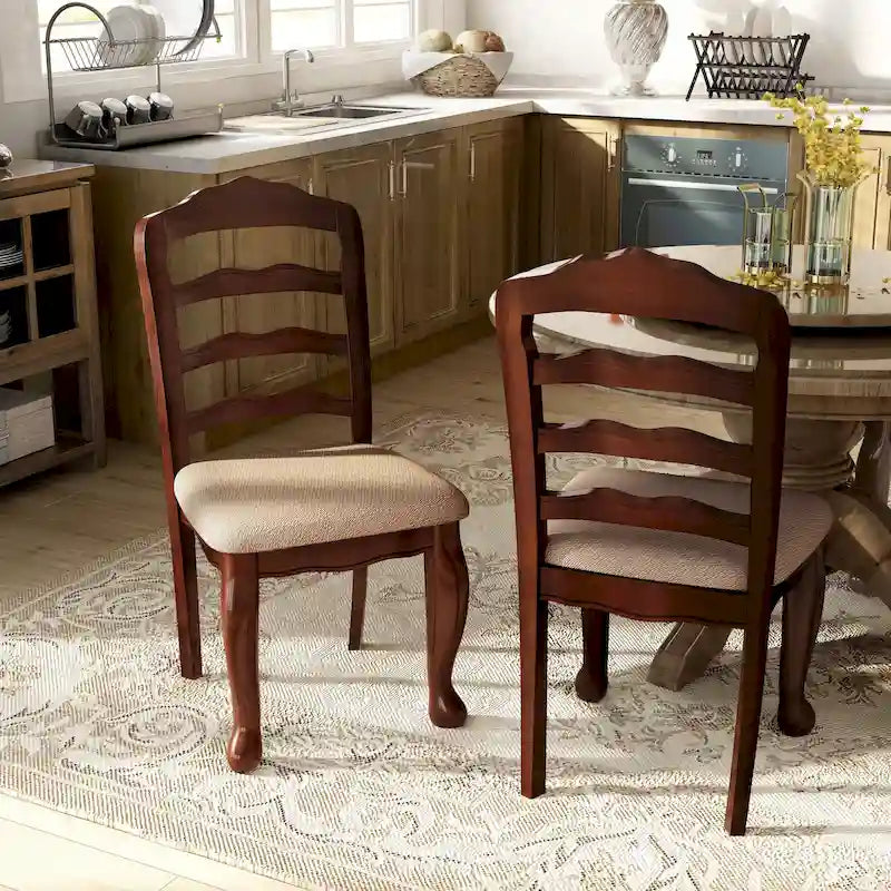 Chaises de salle à manger traditionnelles en bois à dossier échelle (lot de 2)