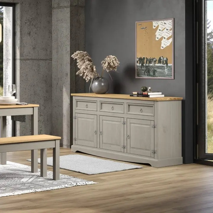 Buffet campagnard en bois de 65 po