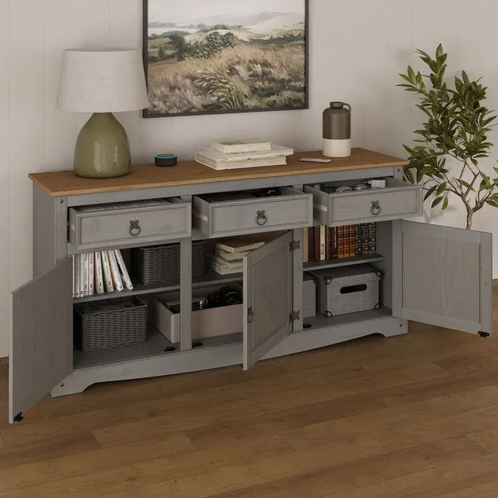 Buffet campagnard en bois de 65 po