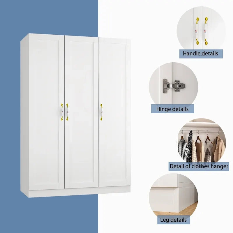 Armoire Penderie Étagères Tringle Portes Meuble de Rangement pour Placard