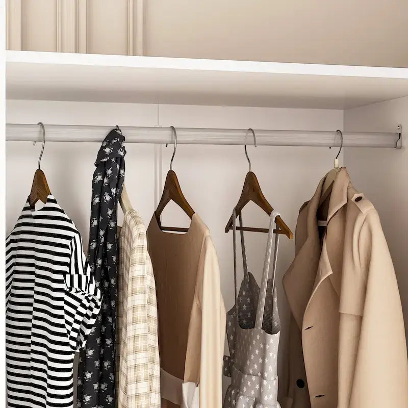 Armoire Penderie Étagères Tringle Portes Meuble de Rangement pour Placard