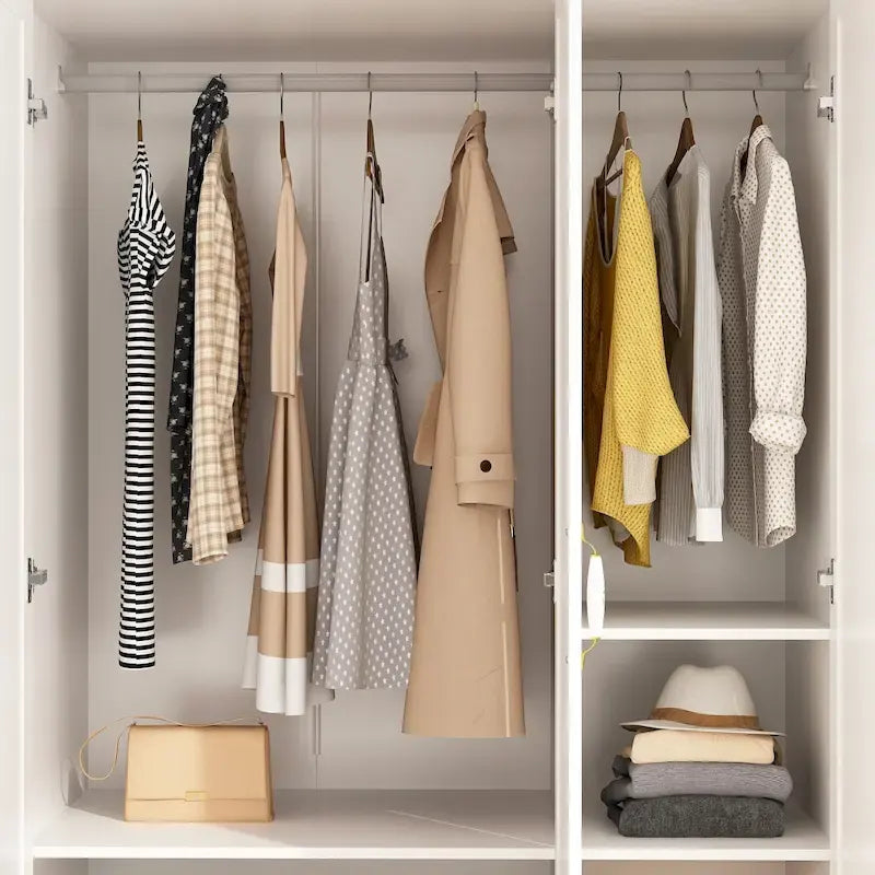 Armoire Penderie Étagères Tringle Portes Meuble de Rangement pour Placard