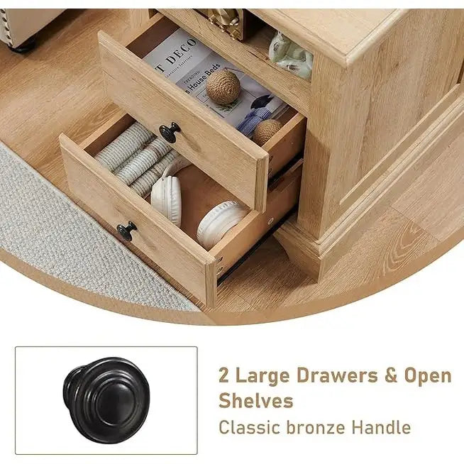 Table de chevet en bois vintage avec station de recharge, table d'appoint