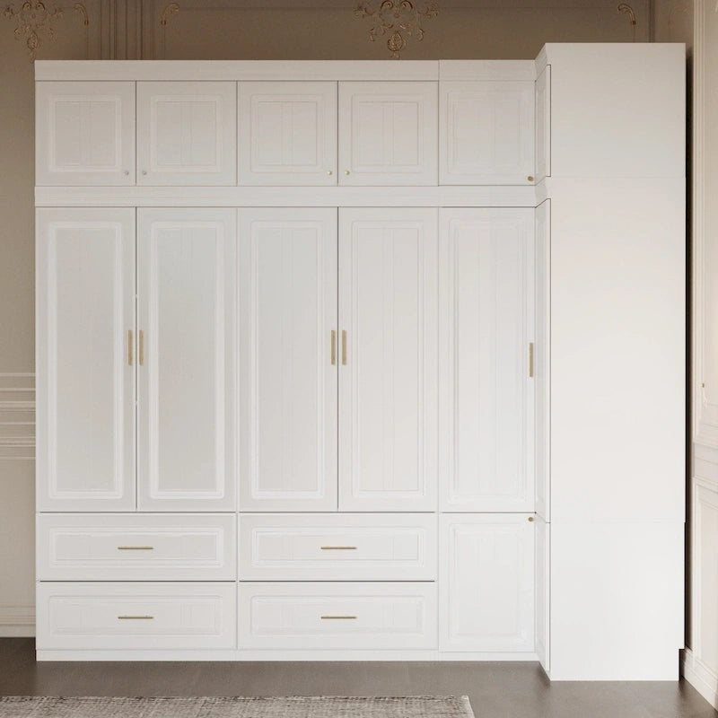 93.9H/74.2H Armoires Penderie Placard Rangement avec Tiroirs