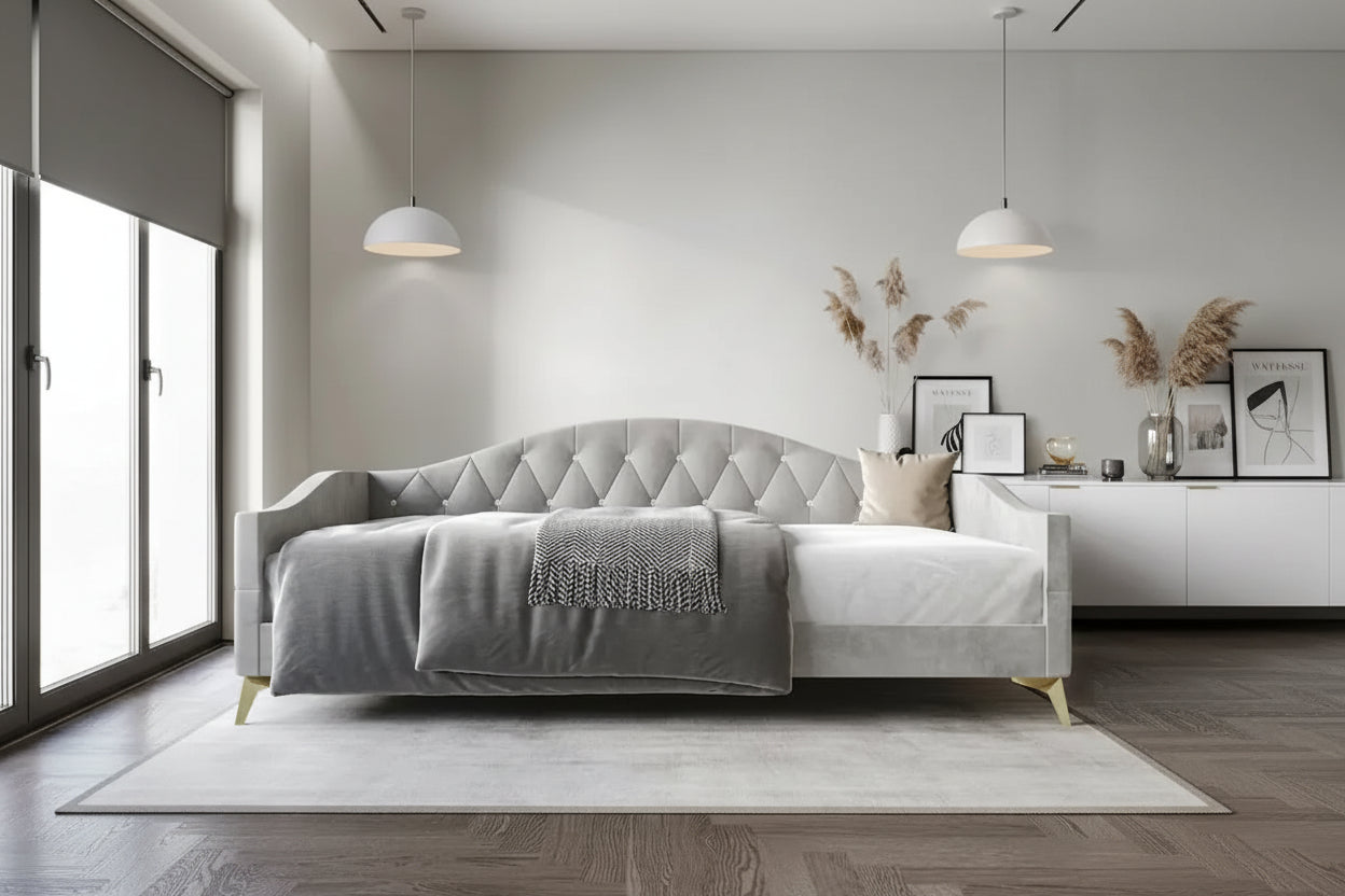 CraftPorch Elegant Crystal Button-Tufted Twin Size Upholstered Daybed