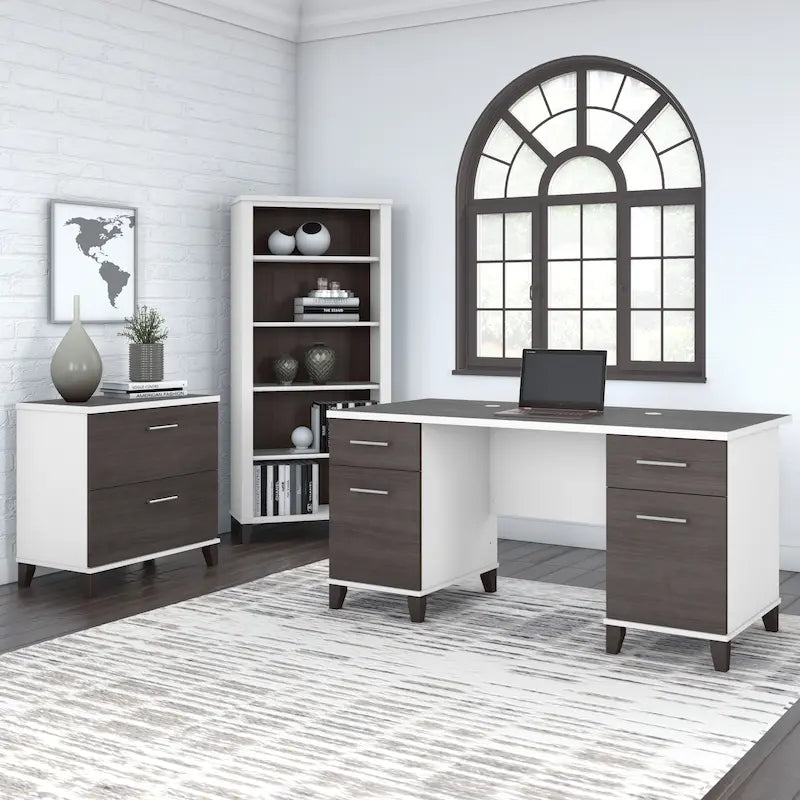 Bureau d'ordinateur avec tiroirs