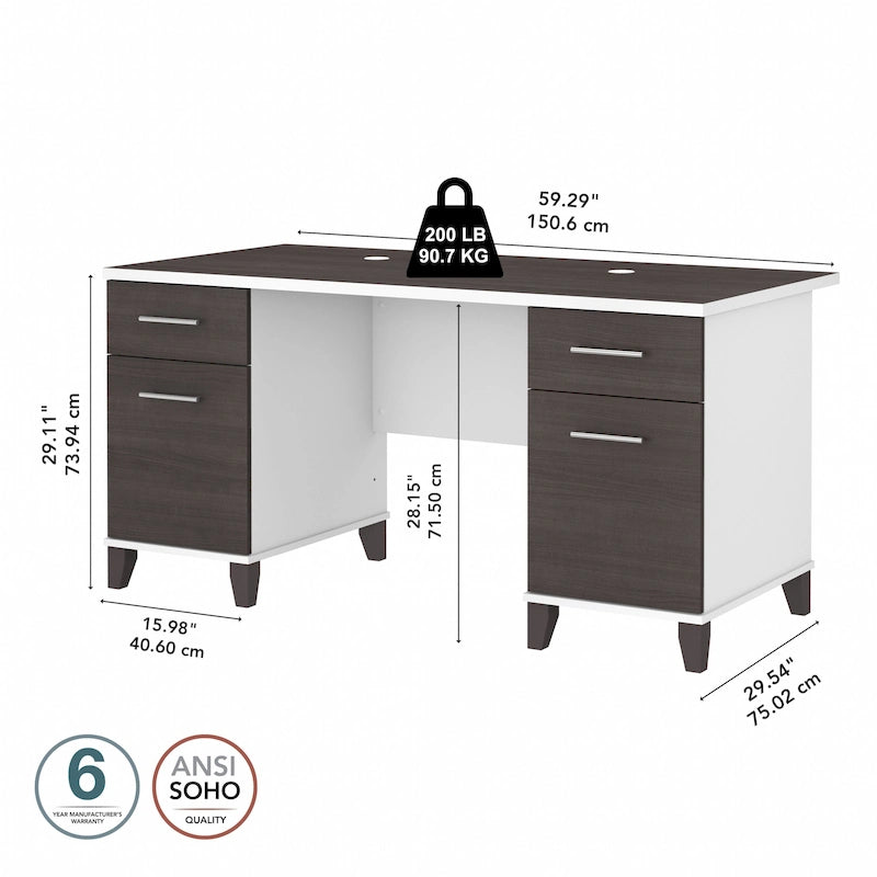 Bureau d'ordinateur avec tiroirs