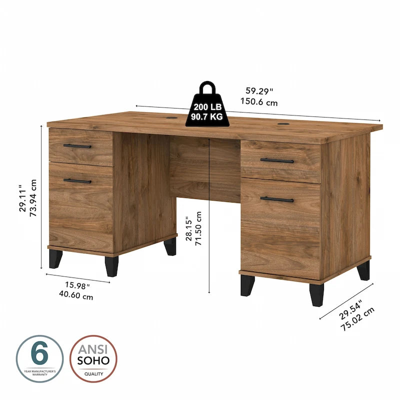 Bureau d'ordinateur avec tiroirs