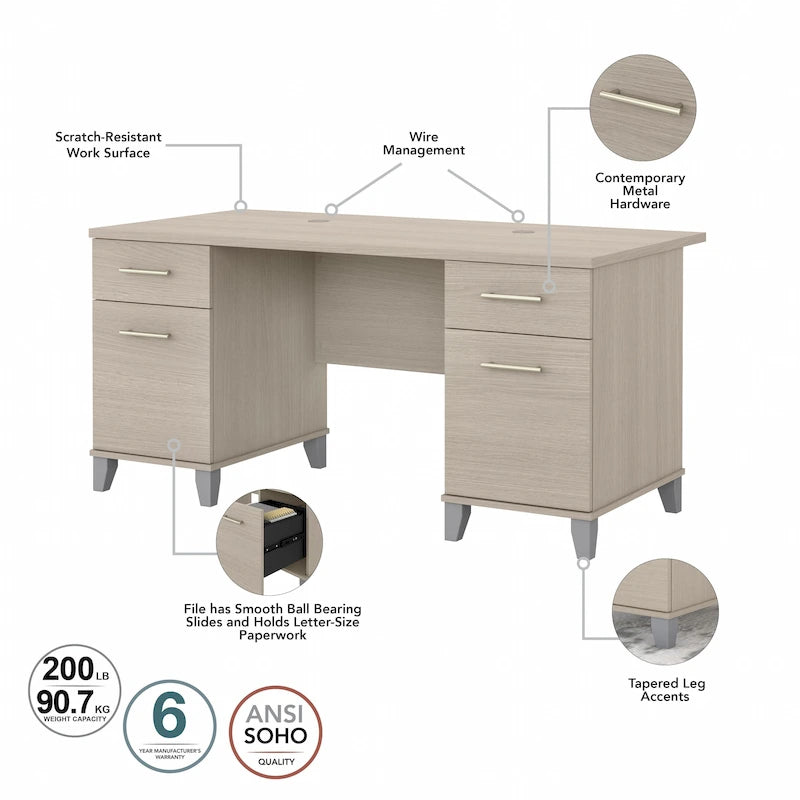 Bureau d'ordinateur avec tiroirs