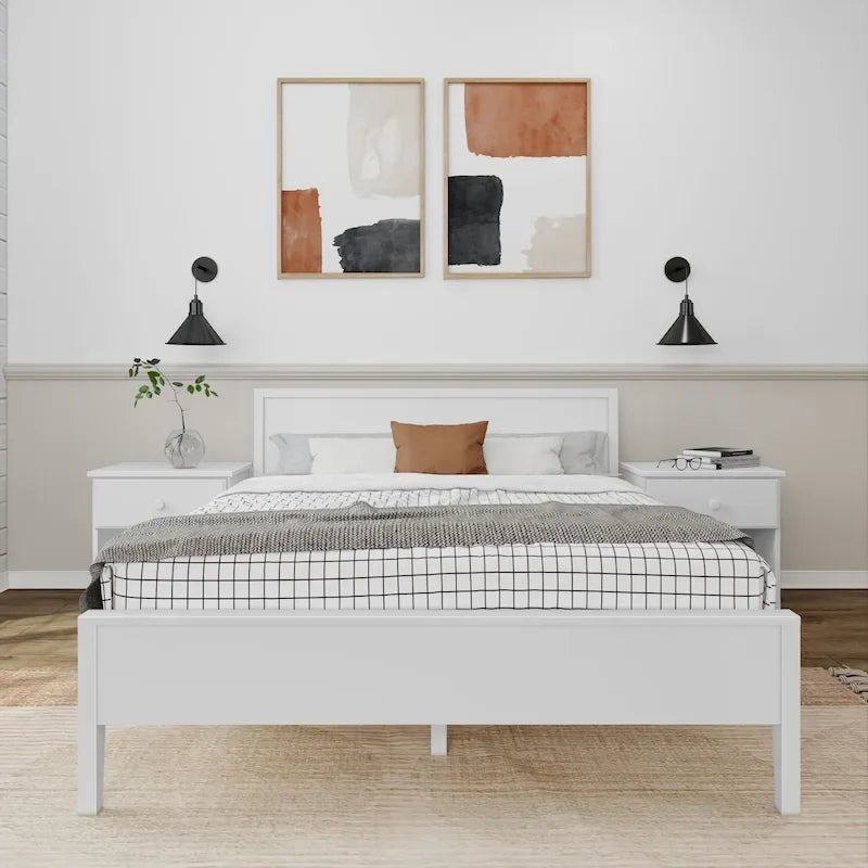 Lit Queen avec tête de lit à panneaux, modèle « Plank and Beam »