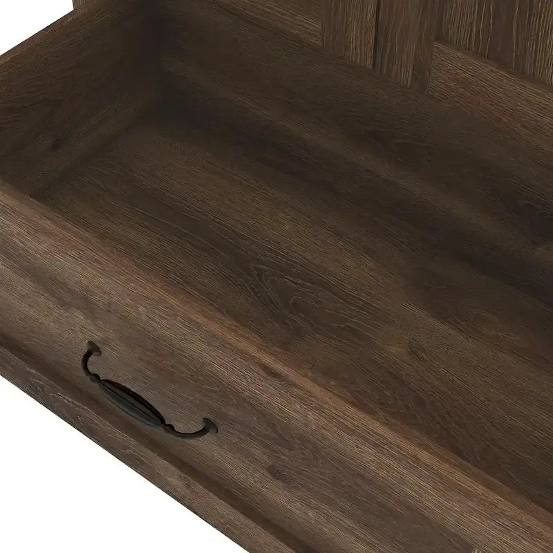 Armoire penderie double battant en noyer vieilli rustique avec 1 tiroir