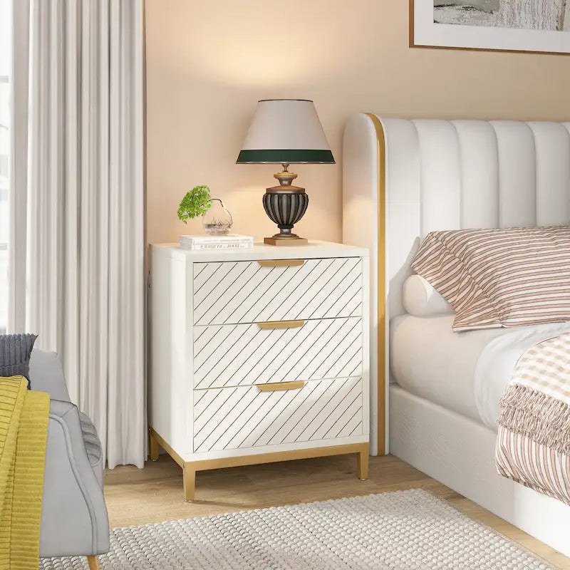 Tables de chevet avec tiroirs, Table de chevet moderne en bois clair pour chambres à coucher