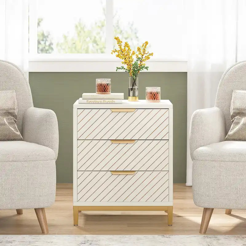 Tables de chevet avec tiroirs, Table de chevet moderne en bois clair pour chambres à coucher