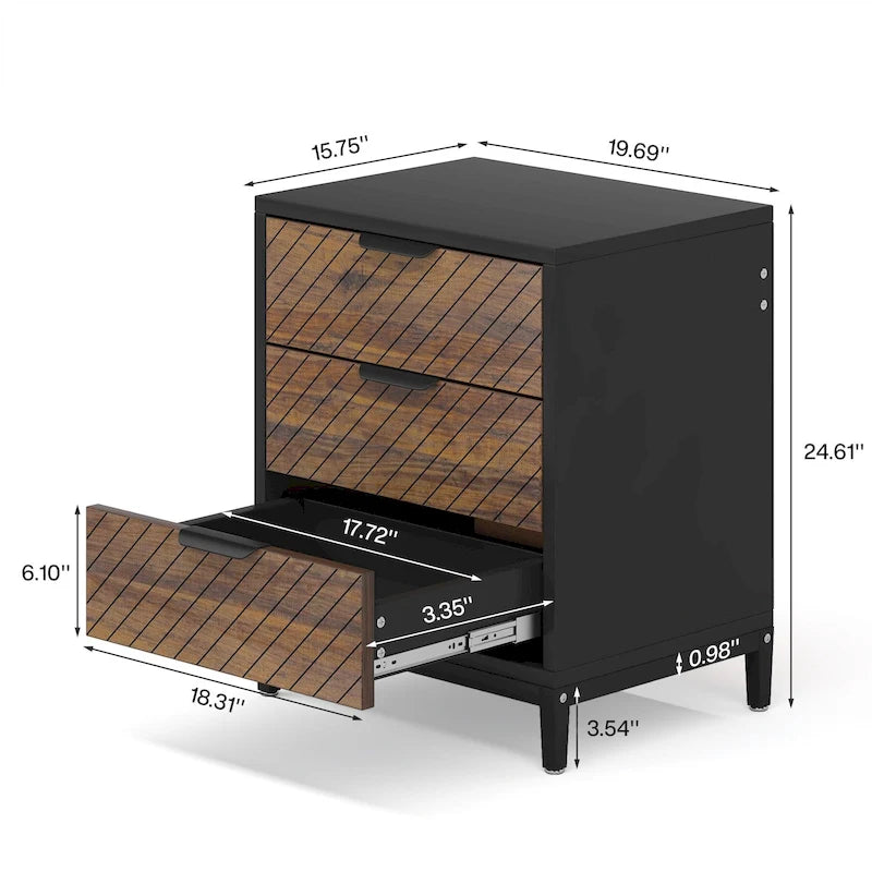 Tables de chevet avec tiroirs, Table de chevet moderne en bois clair pour chambres à coucher