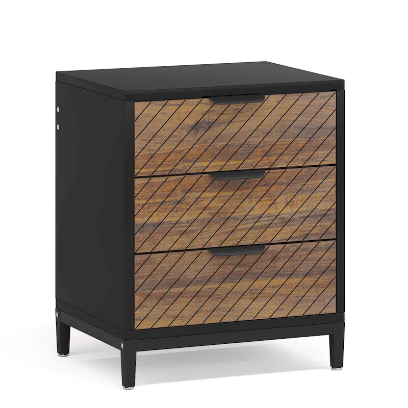 Tables de chevet avec tiroirs, Table de chevet moderne en bois clair pour chambres à coucher