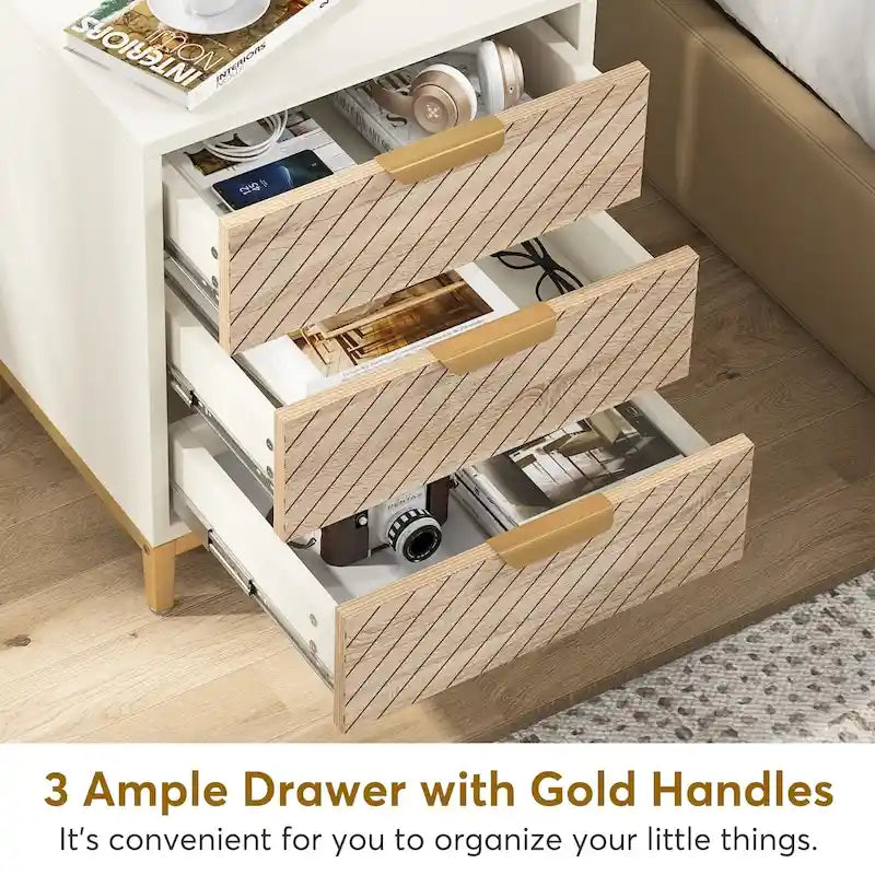 Tables de chevet avec tiroirs, Table de chevet moderne en bois clair pour chambres à coucher