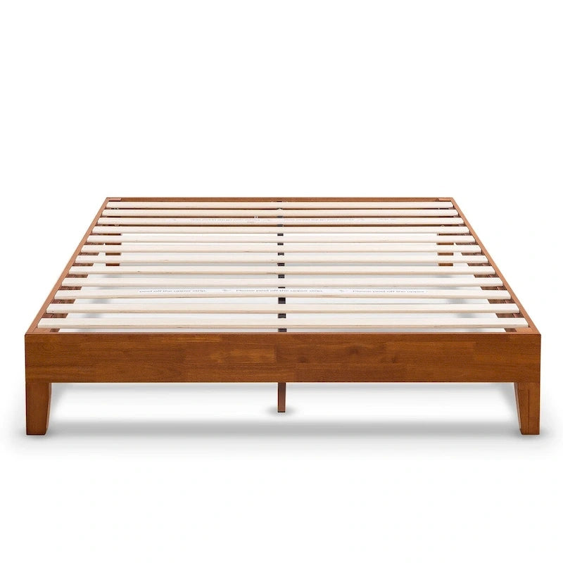 Cadre de lit plateforme grand en bois massif 12 pouces