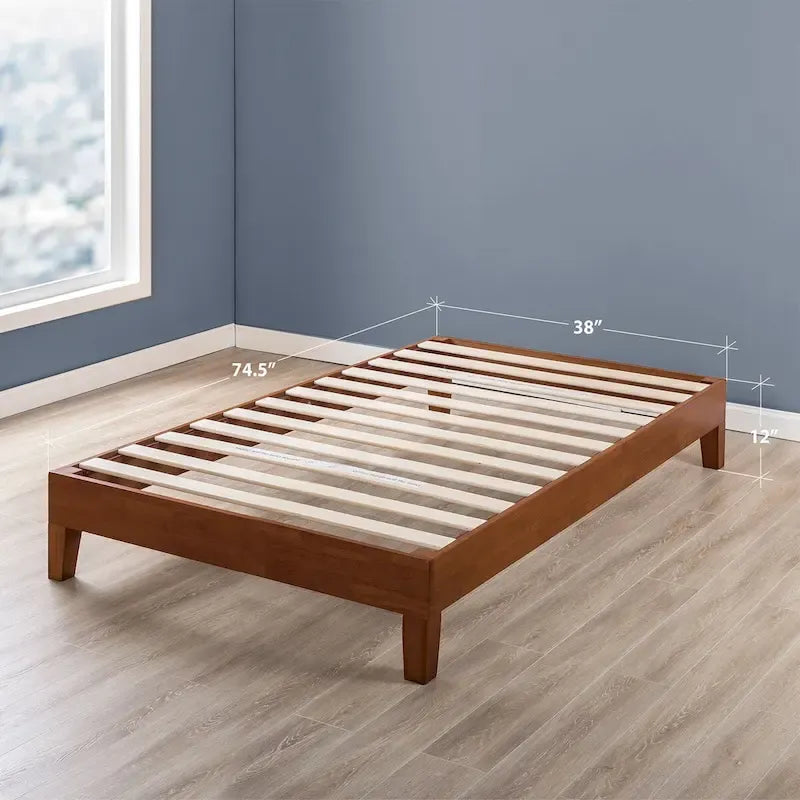 Cadre de lit plateforme grand en bois massif 12 pouces