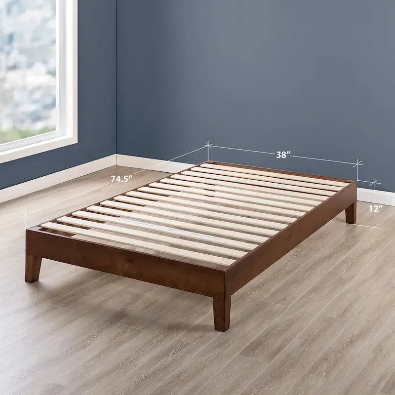 Cadre de lit plateforme grand en bois massif 12 pouces