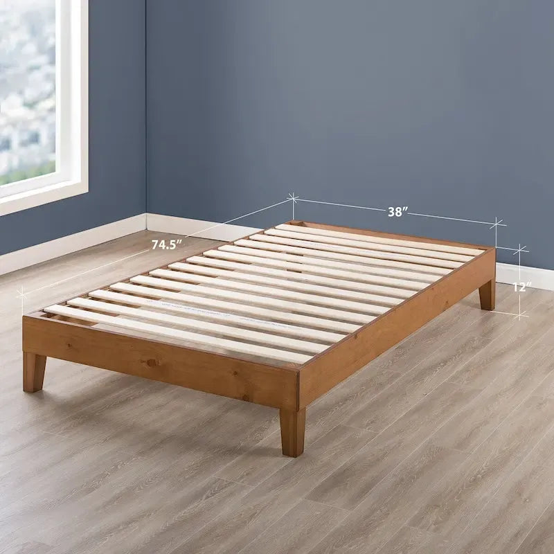 Cadre de lit plateforme grand en bois massif 12 pouces