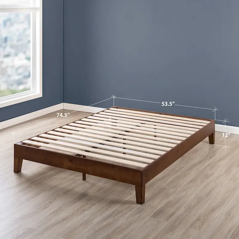 Cadre de lit plateforme grand en bois massif 12 pouces