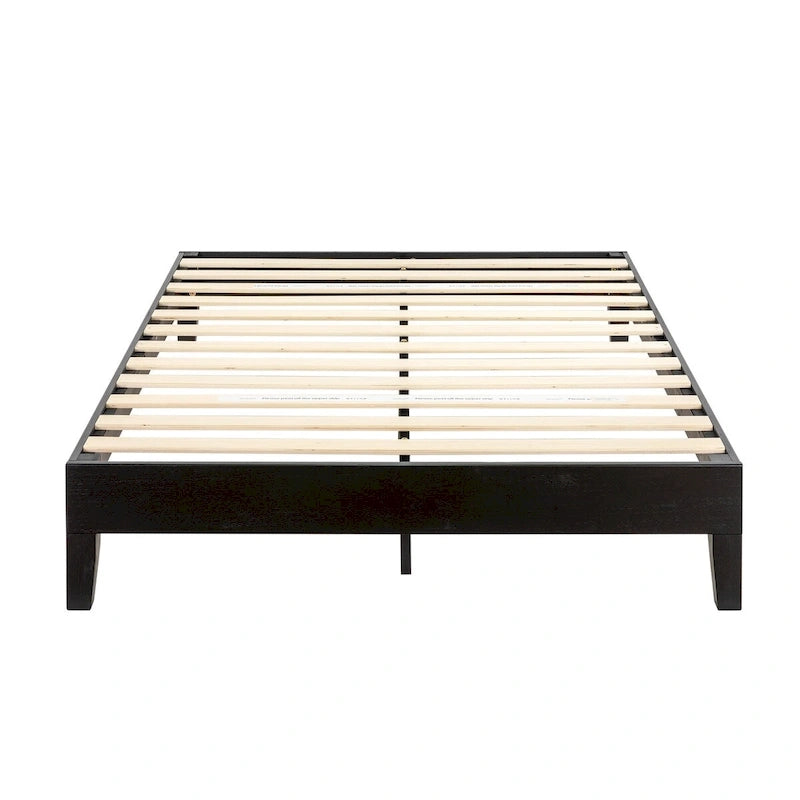 Cadre de lit plateforme grand en bois massif 12 pouces