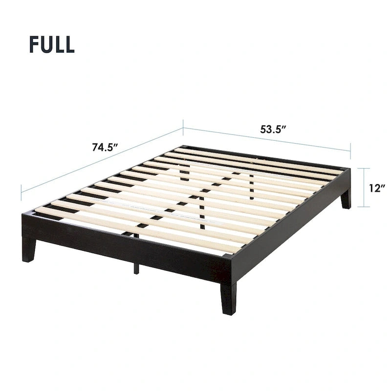 Cadre de lit plateforme grand en bois massif 12 pouces