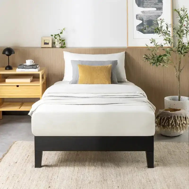 Cadre de lit plateforme grand en bois massif 12 pouces