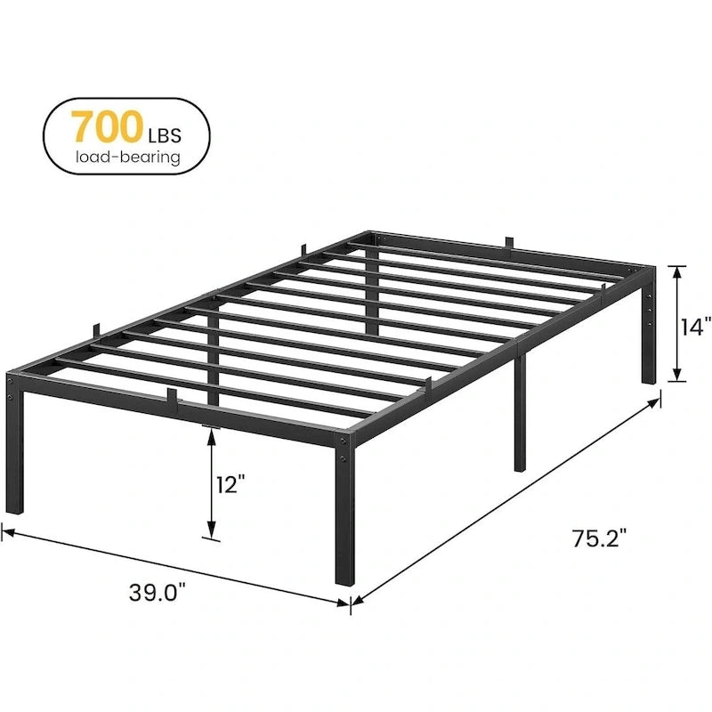 Cadre de lit 14 pouces avec rangement, capacité de charge jusqu'à 360 kg, sommier tapissier non requis