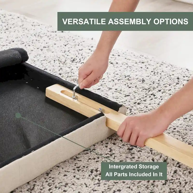 Tête de lit King tapissée, tête de lit capitonnée de style diamant, hauteur réglable, pieds en bois massif, rembourrée en tissu de lin pour lit King Size
