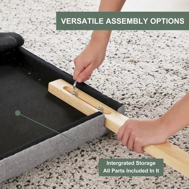 Tête de lit King tapissée, tête de lit capitonnée de style diamant, hauteur réglable, pieds en bois massif, rembourrée en tissu de lin pour lit King Size