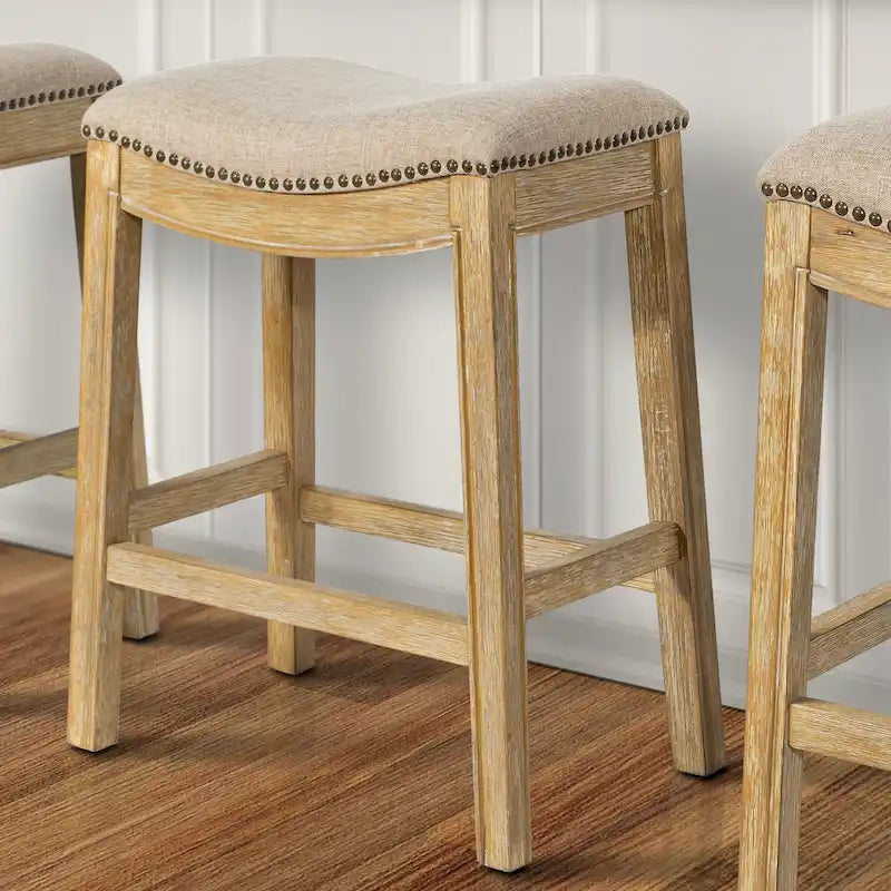 Tabouret de bar en bois à siège baquet avec assise rembourrée