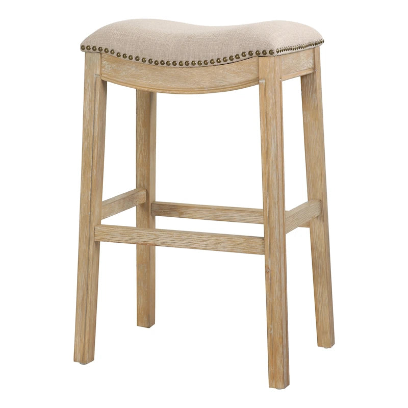 Tabouret de bar en bois à siège baquet avec assise rembourrée