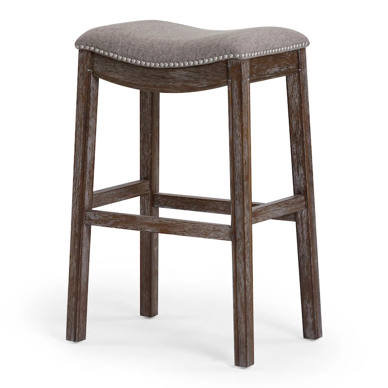 Tabouret de bar en bois à siège baquet avec assise rembourrée