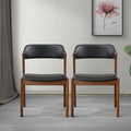 Chaises de salle à manger contemporaines en cuir végétalien noir (Lot de 2)