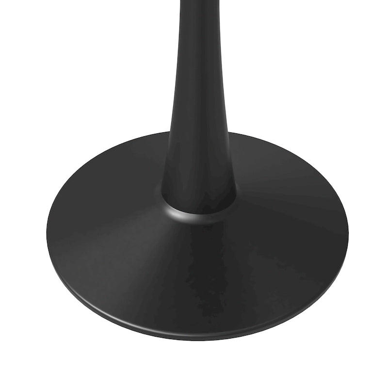 Table à manger ronde de 35 pouces pour 4 personnes avec plateau en pierre frittée et piètement noir pour la cuisine et la salle à manger