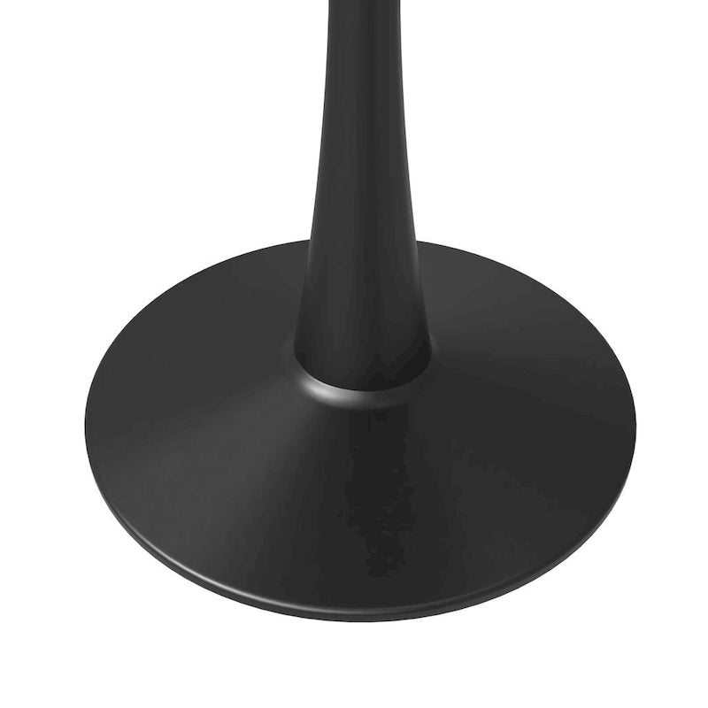 Table à manger ronde de 35 pouces pour 4 personnes avec plateau en pierre frittée et piètement noir pour la cuisine et la salle à manger
