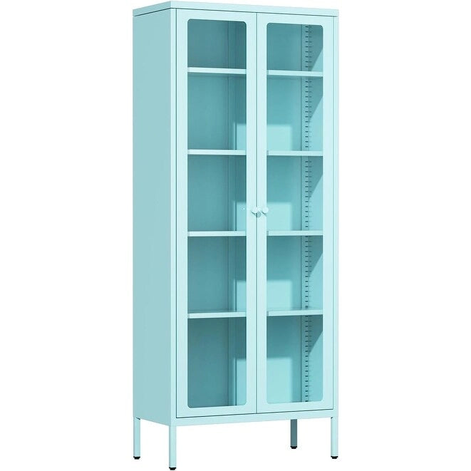 Vitrine de collection en verre de 170 cm avec portes en verre et 4 étagères réglables